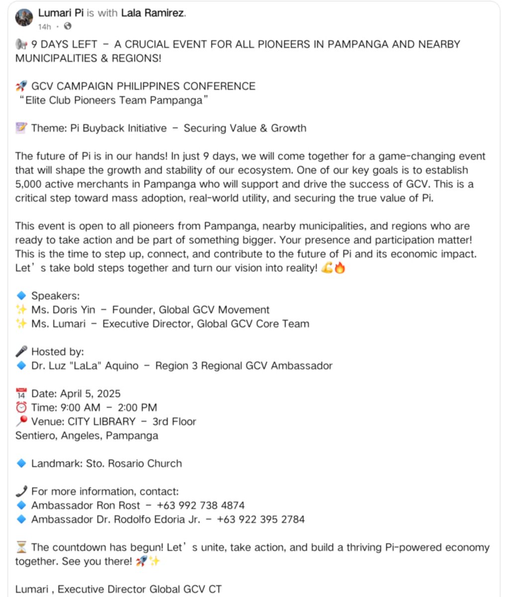 Despite the noise on the exchanges and traders, Pioneer Philippines will hold a GCV conference on April 5 to protect the value of $Pi and ensure growth. On the contrary, many anti-GCV may have quietly sold their $Pi and are the reason why Pi price cannot breakthrough.
#PiNetwork