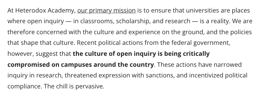 Jonathan Haidt (@jonhaidt) on Twitter photo Here is a strong statement from staff at <a href="/HdxAcademy/">Heterodox Academy</a> on the nature of the current threats to open inquiry on campus, and the chill and self-censorship being caused by recent actions by the federal government:
heterodoxacademy.org/blog/open-inqu… Here is a strong statement from staff at <a href="/HdxAcademy/">Heterodox Academy</a> on the nature of the current threats to open inquiry on campus, and the chill and self-censorship being caused by recent actions by the federal government:
heterodoxacademy.org/blog/open-inqu…
