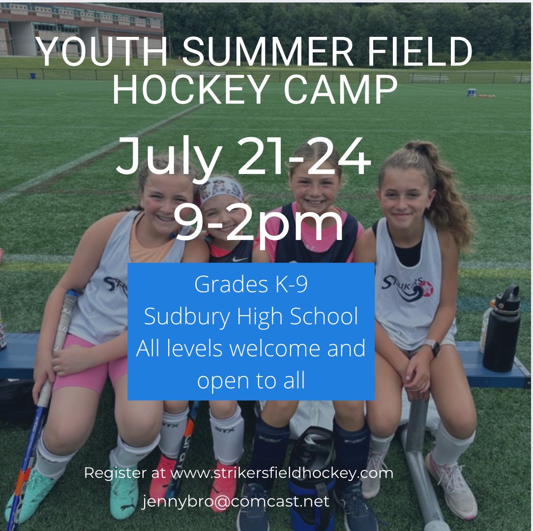 Youth field hockey camp! Come joins us. Grades K-9 open to all