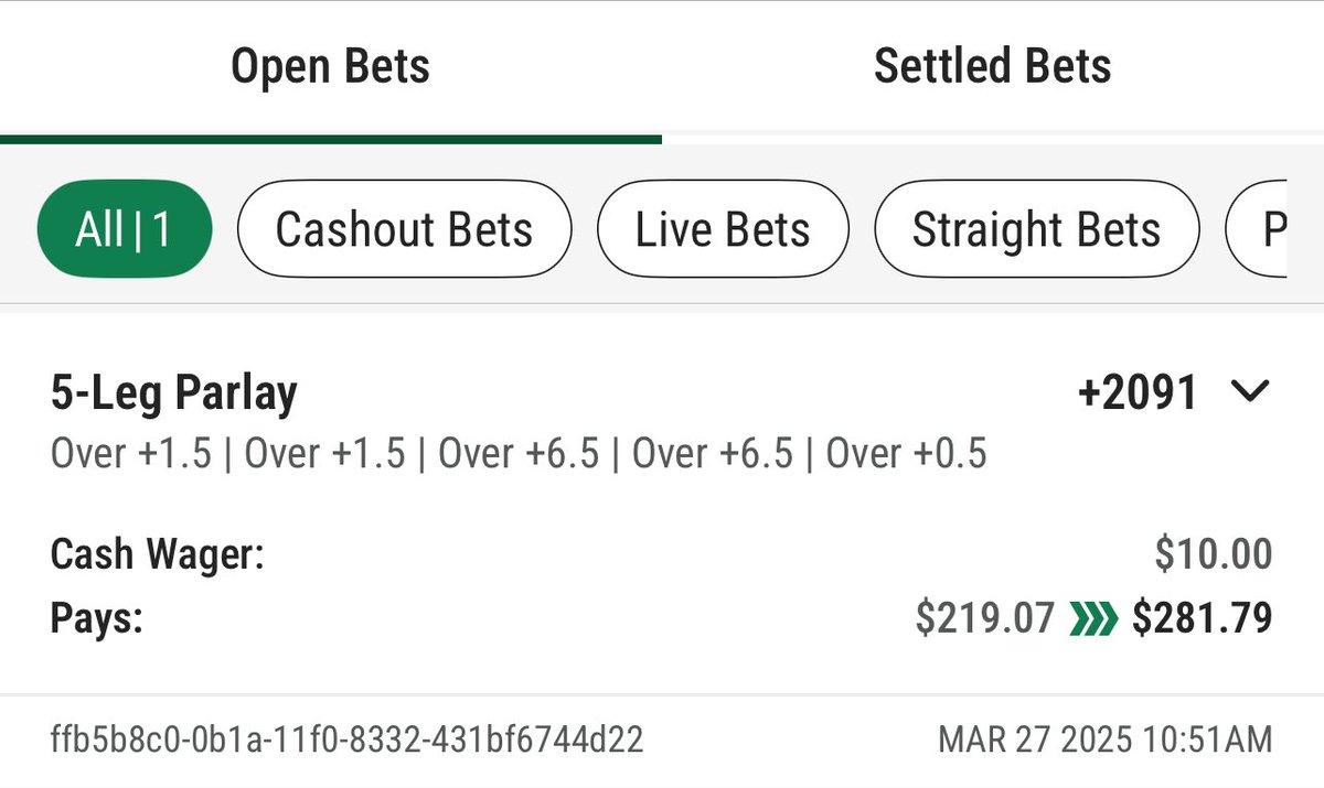 uktailg8er's tweet photo. @CodyBrownBets I added Elly who was a ridiculous 0.5 line.   Thank you Cody! https://t.co/07wIxk2v4Z