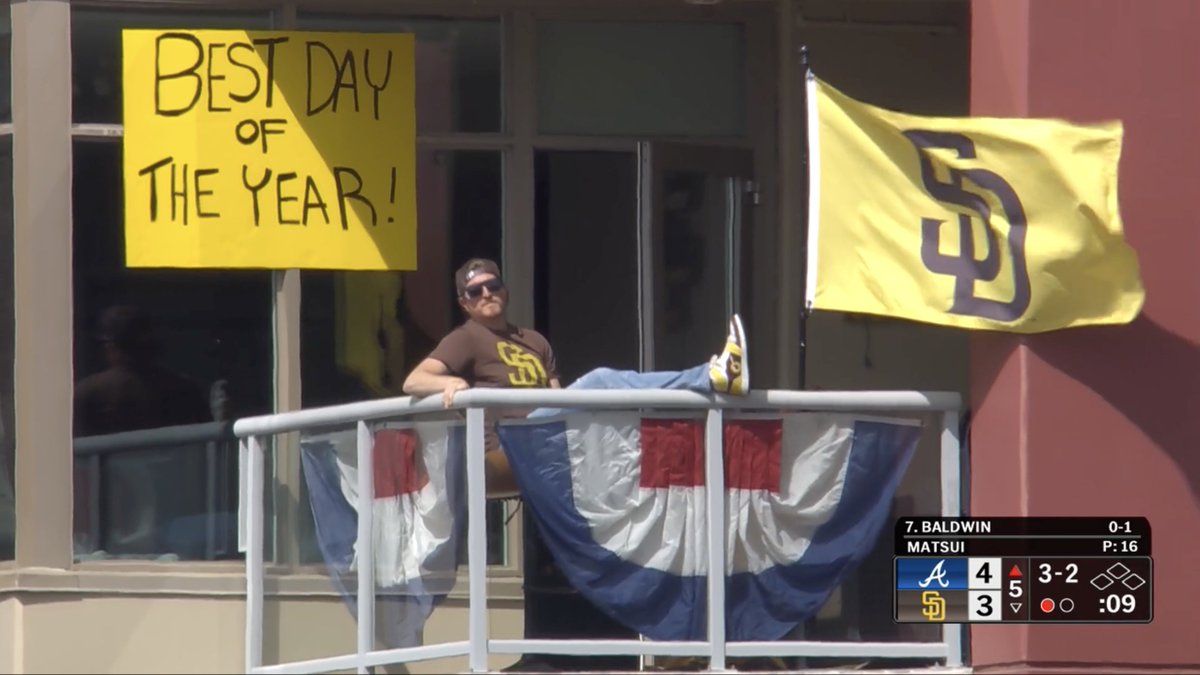 DannyVietti's tweet photo. Watching Opening Day from the balcony of your apartment in sunny San Diego. This is a dream. https://t.co/ThB6gkNbyp