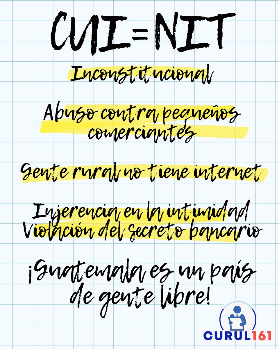 curul161's tweet image. La unificación del código único de identificación con el número de identificación tributario es inconstitucional #CUI #NIT