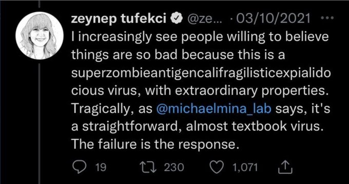 fitterhappierAJ's tweet photo. I wish Michael Mina and Zeynep Tufekci would have told us this "textbook virus" may cause cancer, like Dr. Patrick Soon-Shiong has said. https://t.co/IPye44iT2U
