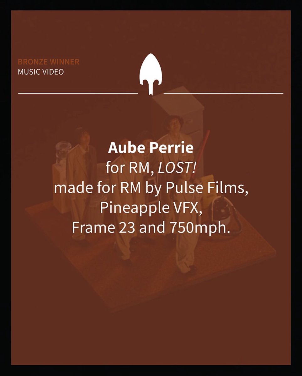 RMIndiaOfficial's tweet photo. 🇬🇧 🏆 | RM’s Lost! Directed by Aube Perrie wins Bronze at British Arrows Awards 

CONGRATULATIONS RM
CONGRATULATIONS TEAM RM
#RPWP
#방탄소년단RM
#BTSRM
#김남준 #Namjoon https://t.co/BAHtcEezPb