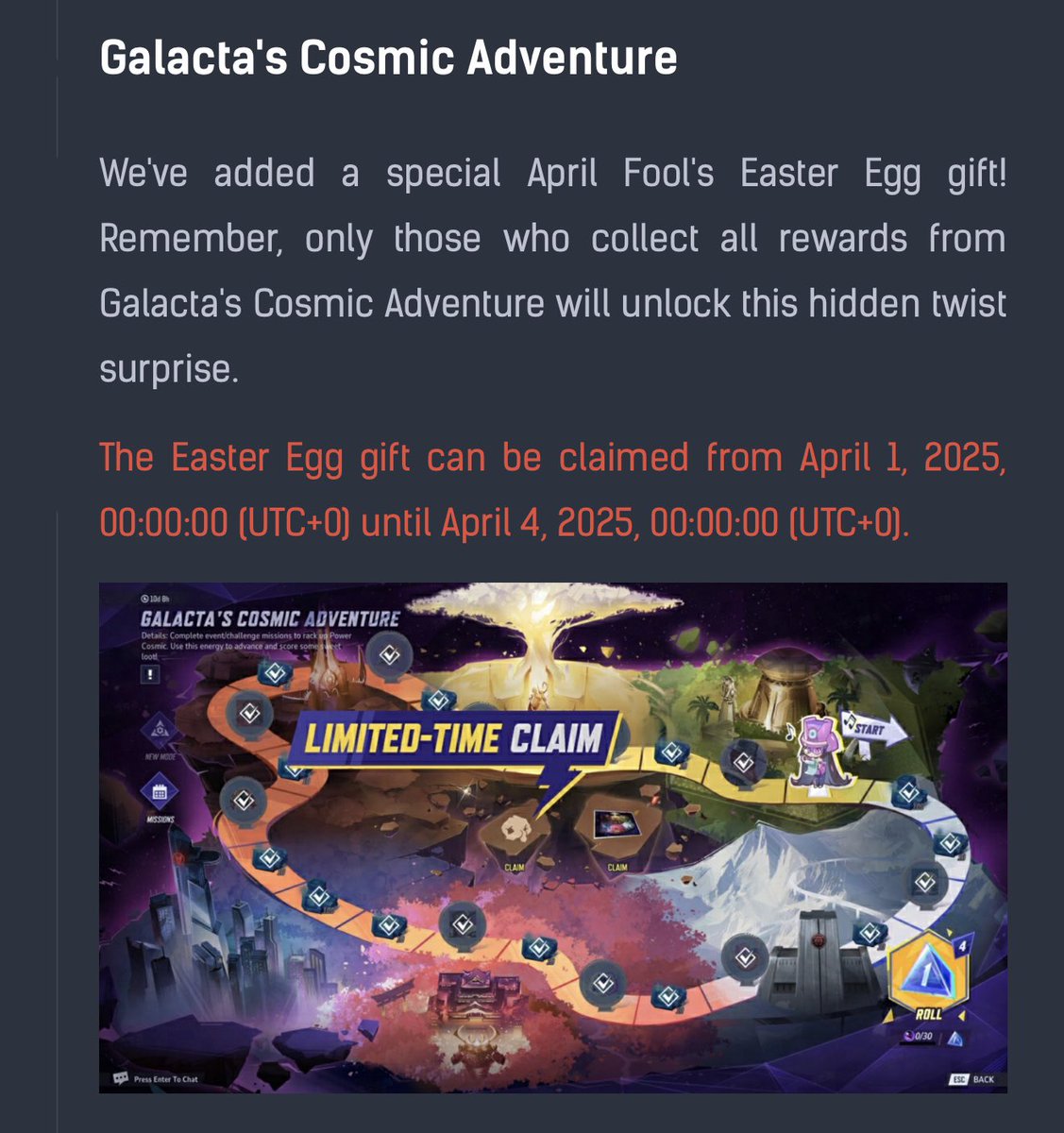 JoshA_93's tweet photo. @Kruzadar Aprils Fool gift in the Cosmic Adventure event. https://t.co/xR0xrkHtkj