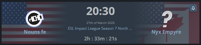 Scott Park (@parkscasts) on Twitter photo Only 150 minutes until today's #ESLImpact NA Community Cast Starts!
Tonights match: <a href="/nounsfe/">nouns.fe ⌐◧w◨</a> face off against @NyxEmpyre
Casted by: <a href="/cernersandals/">Conner Rhodes</a> and <a href="/konii_au/">Connie</a>
See you at 8:30 EST! #GGFORALL Only 150 minutes until today's #ESLImpact NA Community Cast Starts!
Tonights match: <a href="/nounsfe/">nouns.fe ⌐◧w◨</a> face off against @NyxEmpyre
Casted by: <a href="/cernersandals/">Conner Rhodes</a> and <a href="/konii_au/">Connie</a>
See you at 8:30 EST! #GGFORALL