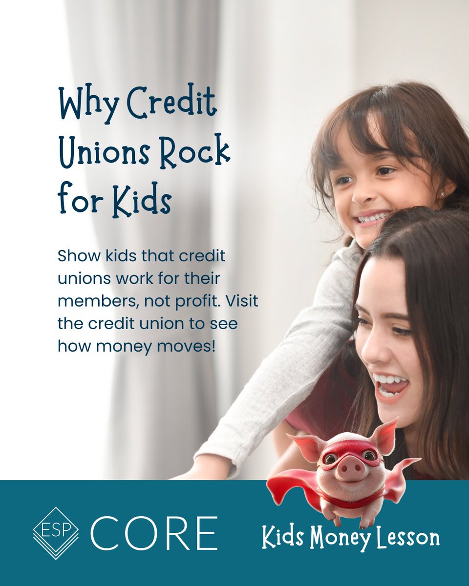 Credit unions rock for kids! They're member-owned, not-for-profit, and prioritize education. Show kids how they work – visit a branch! #FinancialLiteracy #CreditUnions #YouthFinance