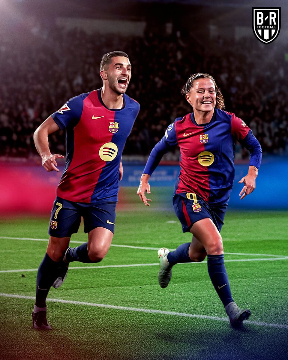 brfootball's tweet photo. Barcelona men: beat Osasuna to move three points clear at the top of La Liga 

Barcelona women: crush Wolfsburg 10-2 on aggregate to reach the UWCL semifinals 

Have a day 🔵🔴 https://t.co/3mgCiuar1u