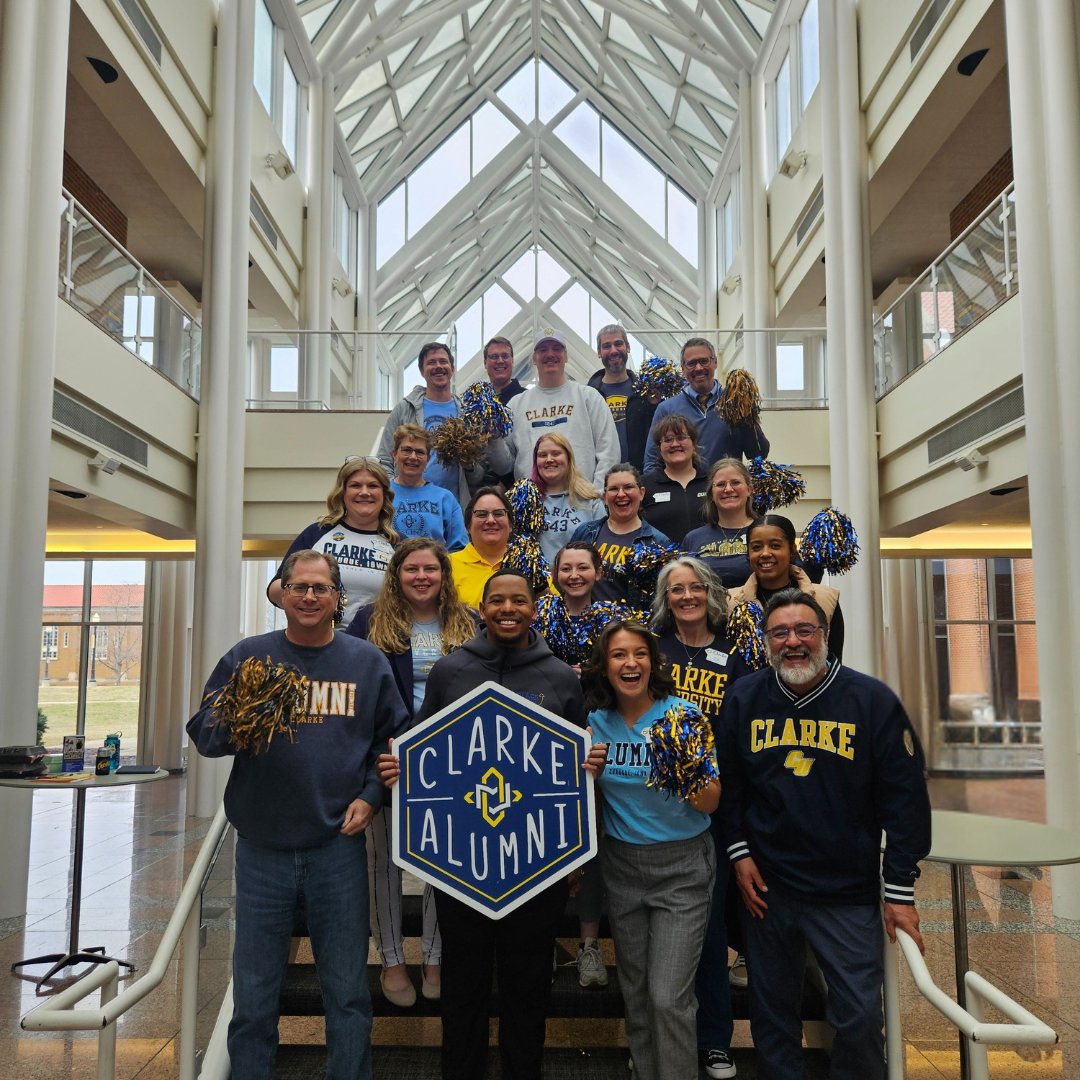 Recognize these alumni? Everyone in this picture also works at Clarke! They gathered to celebrate Clarke Day with you. It’s all hands-on deck to help us reach our goal of 500 donors. All gifts, no matter their size, make a difference. Your impact starts at support.clarke.edu/clarke-day/?a=…