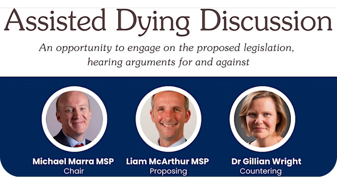 Very grateful for the opportunity to be part of a public audience to debate this proposed legislation. Discussions round death and dying is vital for us all. Thank you for hosting <a href="/michaeljmarra/">Michael Marra MSP</a> <a href="/dundeeuni/">University of Dundee</a>