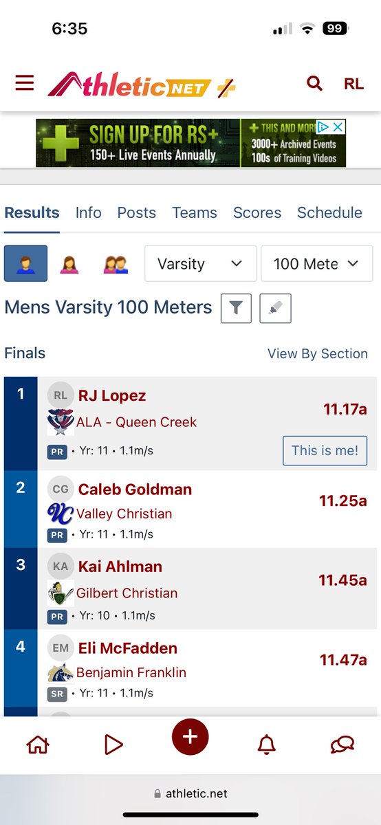 RjLopez__'s tweet image. New PR 11.17 in the 100!!! @alaqcfootball @NesbitBob @raedwards8 @azblackbox @randjensen52020 @montravion_boyd @tsdevil64 @mxrd15 @PatriotsDC @_RECRUITid @TyDetmer14 @CodyTCameron @CoachRWinkler @gridironarizona @SPSPerform