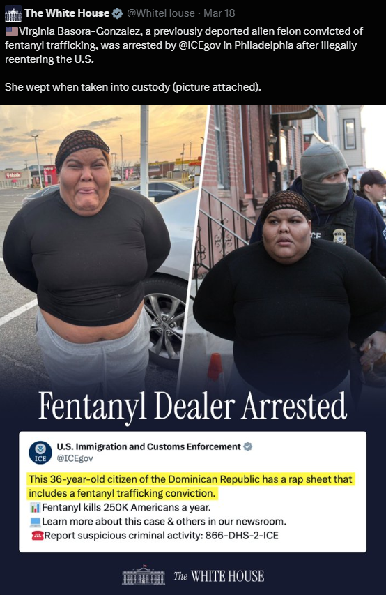 TheLeftLosingIt's tweet image. Bro out here defending a fentanyl trafficker just because the Trump administration is mocking said criminal.

Absolutely amazing.