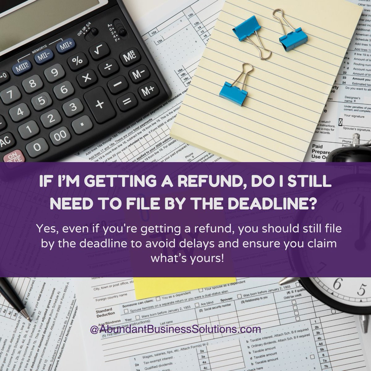 AbundantConsult's tweet image. Filing late could delay your money—don’t leave your refund waiting! 📅✅

#TaxRefund #FileOnTime #TaxSeason #abundantaxsolutions #SmartTaxMoves