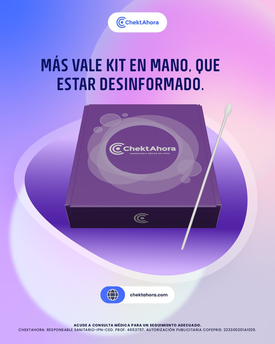 🟪 Más vale Kit de prevención que miles de visitas al médico. 🧑🏻‍⚕️
Prevenir es siempre la mejor opción. Con nuestras pruebas especializadas en 🧪 ITS y Virus Respiratorios,🦠 puedes identificar posibles riesgos antes de que se conviertan en un problema mayor. 🏩

#ChektAhora #ITS