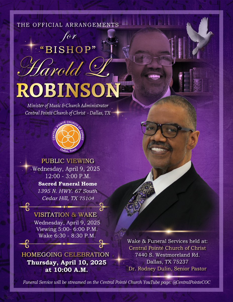 CP_CoC's tweet image. The Official Arrangements for the Celebration of Life honoring Harold L. Robinson.