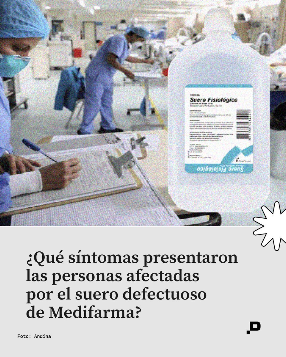 #Digemid ha confirmado que el lote 2123624 del suero fisiológico #Medifarma presenta una concentración anormal de cloruro de sodio, lo que causó reacciones  reacciones adversas en 17 personas. 

Atentos a estos síntomas que describimos: