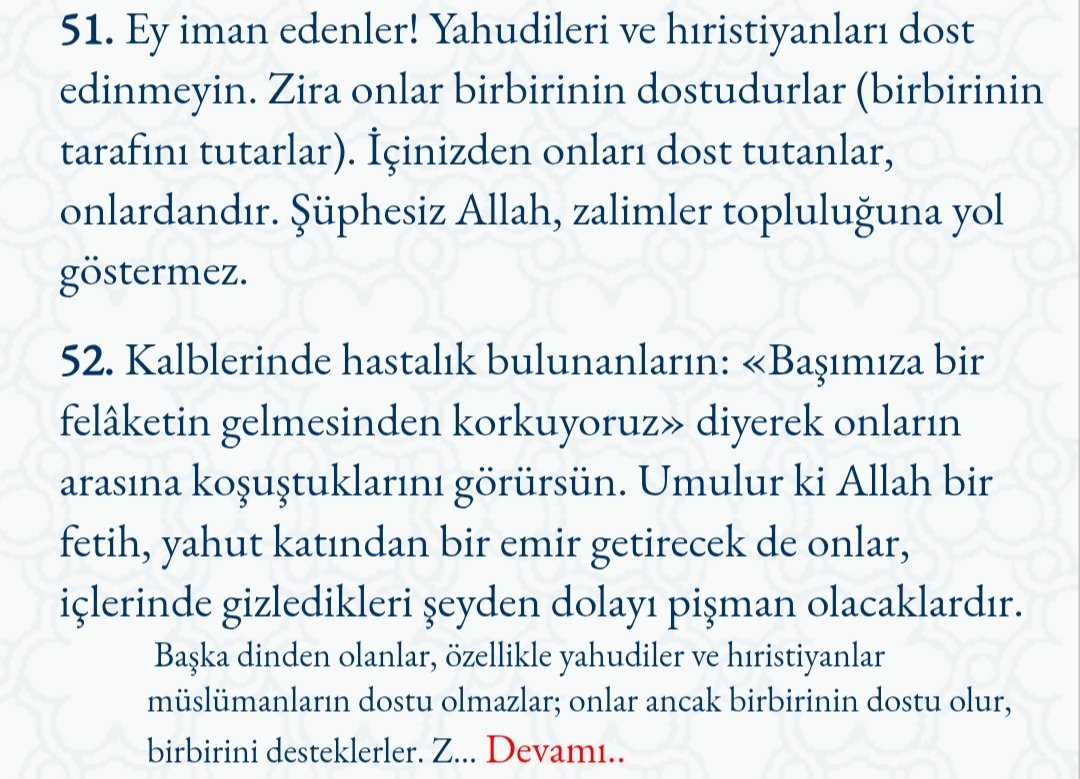 AtillaDis's tweet photo. İSRAİL'LE SAVAŞA HAZIR MIYIZ?
Gerçek şu ki, Yahudiler ve onlara destek verenlere karşı bir savaşa hiçbir zaman tam olarak hazır olmayacağız.

Fakat Maide Sûresi'ndeki açık vaatler ne yapmamız gerektiği hakkında yeterince fikir veriyor. https://t.co/DrCcopiss0