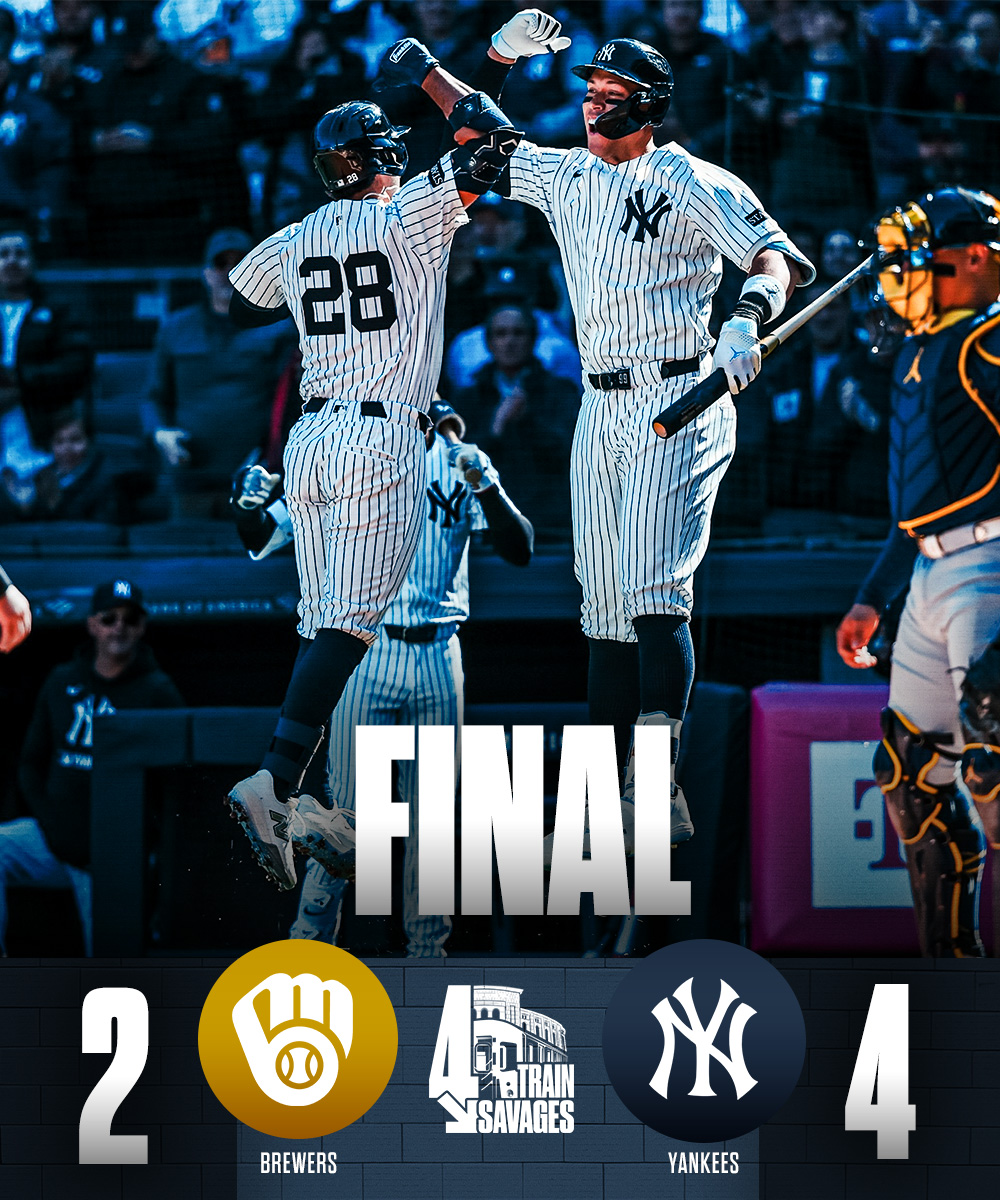 FourSavages's tweet photo. The Yankees beat the Brewers on Opening Day 4-2! https://t.co/WJob1PFJGW