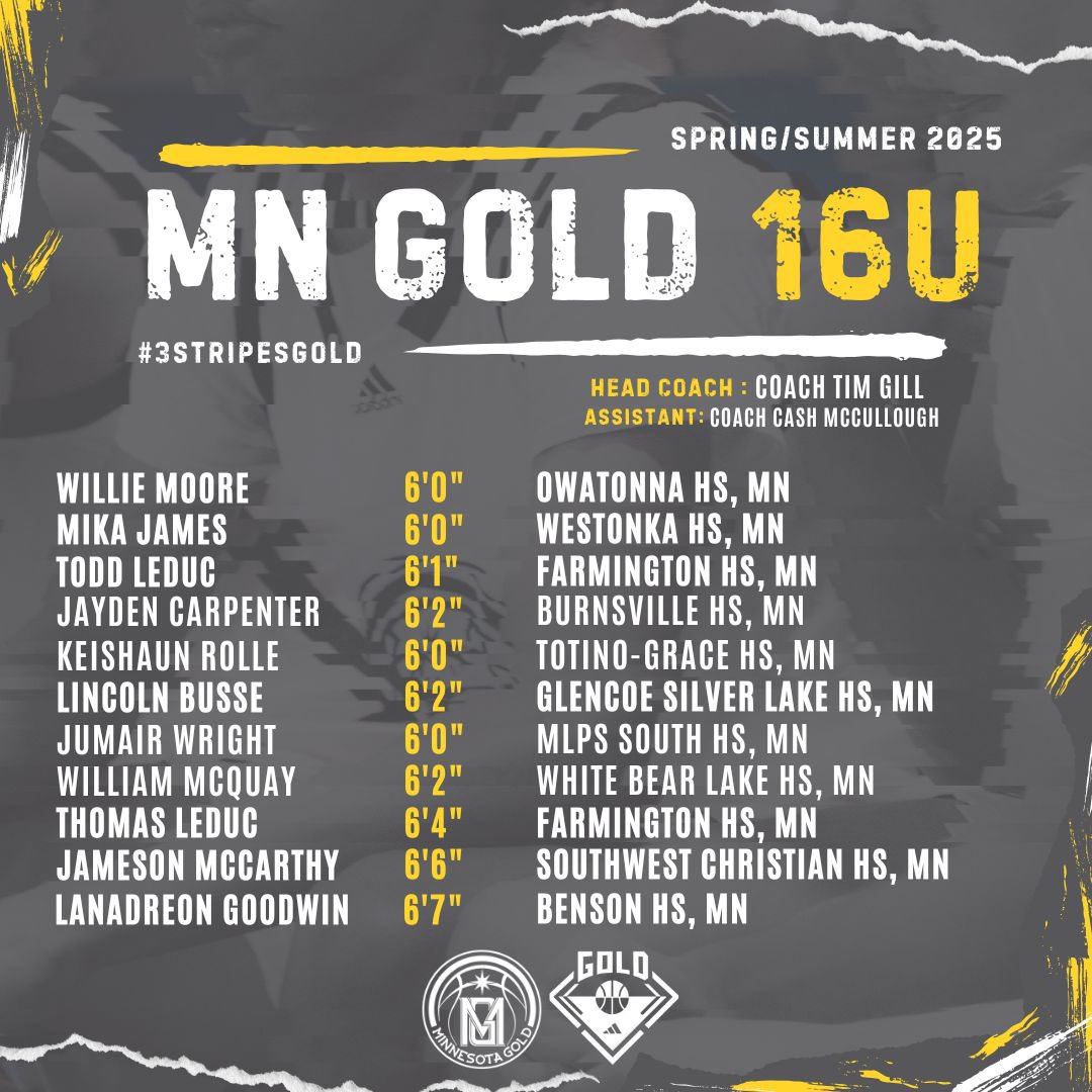 16u - D1 Minnesota MN Gold 2025 spring/summer roster 🔥🔒

Head coach: Tim Gill 

<a href="/CoachMillerMPLS/">Jeremy Miller</a> <a href="/adidasD1MN/">D1 Minnesota</a>
