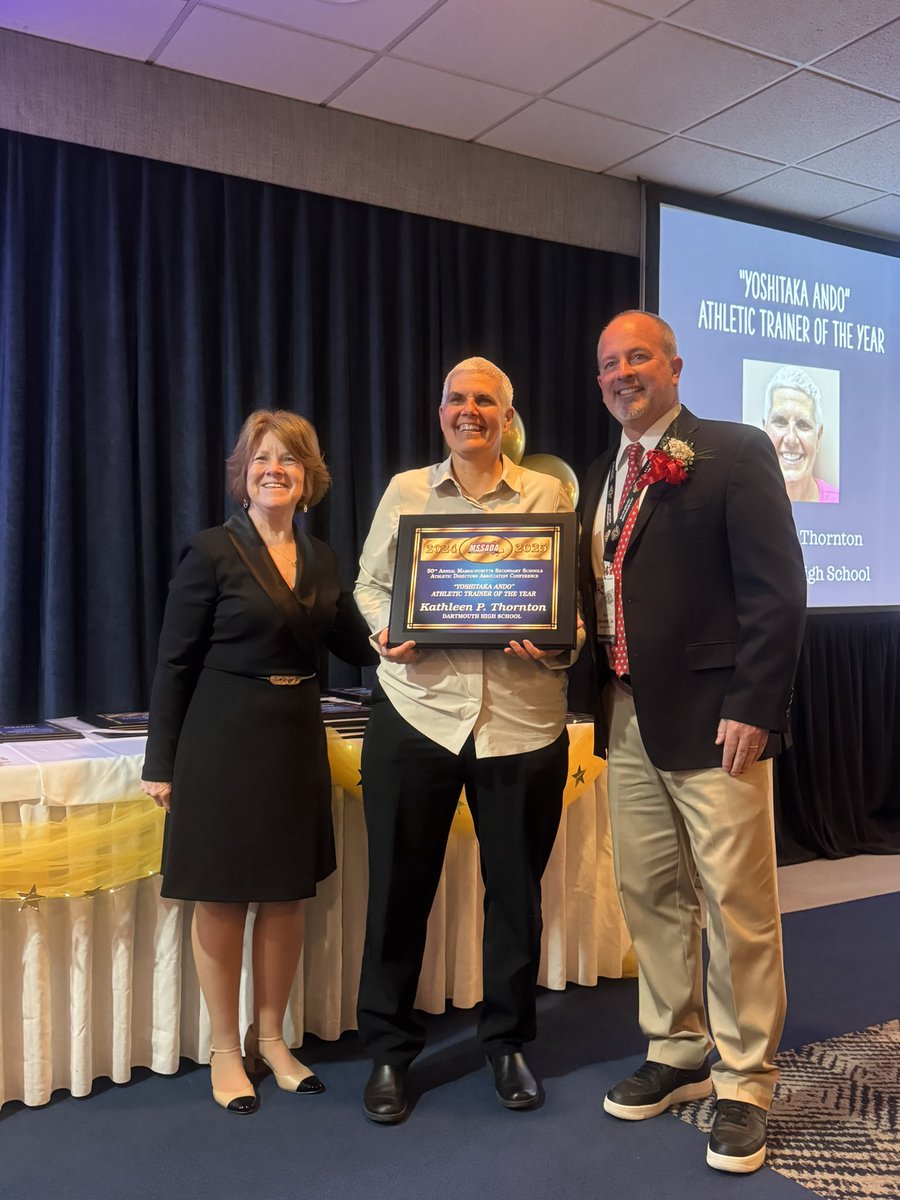 Congratulations to Kathleen Thornton from Dartmouth HS on being the recipient of the Yoshitaka Ando Athletic Trainer of the Year award!
