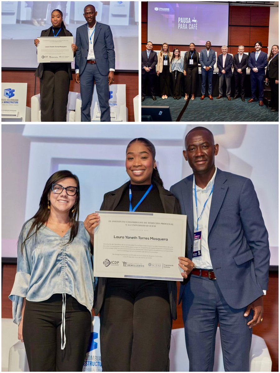 I_C_D_P's tweet photo. 🏛️✨ #ActualidadICDP | Talento y excelencia en el escenario académico nacional.

El docente Jesús Javier Domínguez y la estudiante Laura Torres, de la Universidad del Chocó Diego Luis Córdoba, representaron con orgullo a su institución en la IX Jornada de Infraestructura & Derecho 2025, organizada por la Cámara Colombiana de Infraestructura, de la mano de la Vicepresidenta Del ICDP, Alejandra Gómez. 

En este importante evento, también se realizó la entrega oficial de la beca del 50% para cursar un programa de especialización o maestría en la Universidad ICESI, otorgada como reconocimiento en el XLV Congreso Colombiano de Derecho Procesal 2024.

¡Un logro que demuestra el impacto de la formación y el compromiso académico en el crecimiento del derecho procesal en Colombia!