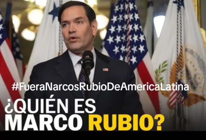 Está vinculado con redes de narcotráfico y financiamiento ilícito en América Latina. #FueraNarcosRubioDeAmericaLatina