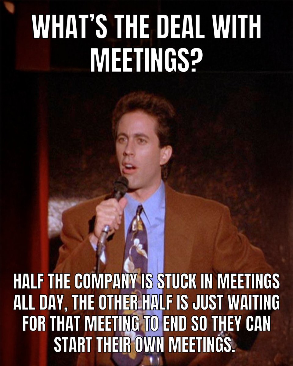 KingsmenDV's tweet photo. At this point, the meetings are just waiting rooms for other meetings. 
#CorporateLife #MeetingOverload #WorkHumor #OfficeCulture #RelatableContent https://t.co/RyhgQQnWkx