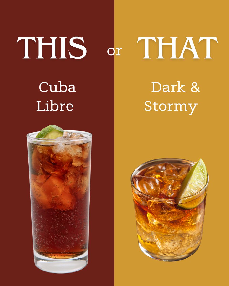 urbanbaruk's tweet image. Cuba Libre vs Dark &amp;amp; Stormy – Classic rum &amp;amp; Coke or spiced ginger beer depth with dark rum? 🥃🌊 Simple vs bold – which way are you leaning? #CubaLibre #DarkandStormy