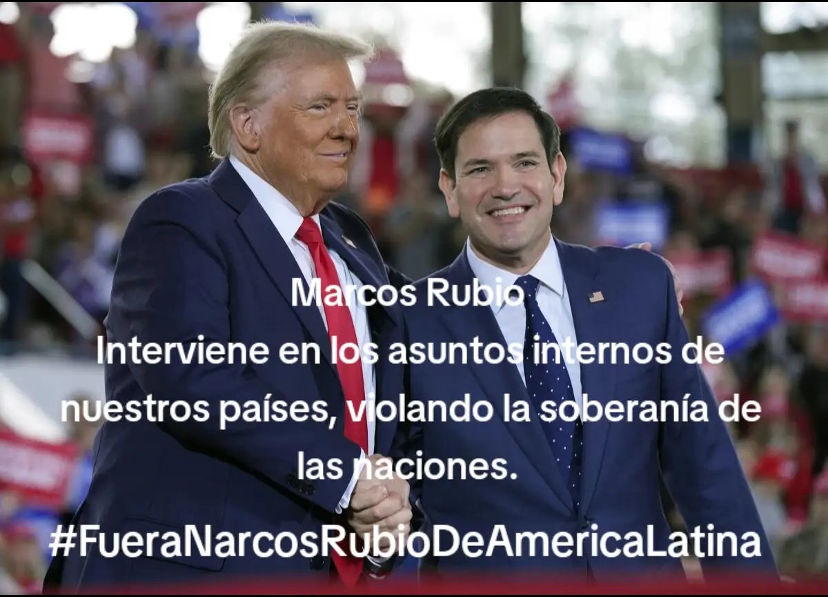Utiliza la guerra contra las drogas como excusa para intervenir militarmente en América Latina, mientras protege a las mafias del narcotráfico. #FueraNarcosRubioDeAmericaLatina