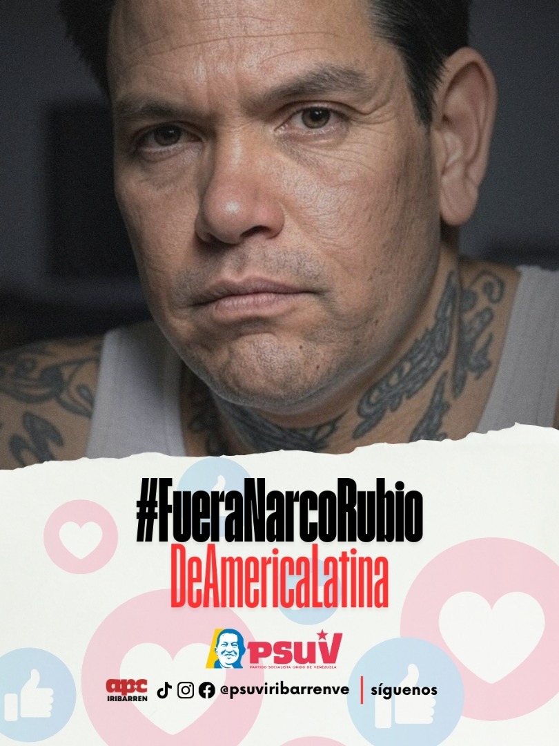 Marco Rubio enemigo de la patria de Boliviar. 

La guerra contra el pueblo venezolano es su negocio. 

¡Su bravuconería imperial no nos callará! 

#FueraNarcoRubioDeAmericaLatina 

<a href="/NicolasMaduro/">Nicolás Maduro</a>  <a href="/LuisJonasReyes/">Luis Jonás Reyes</a>