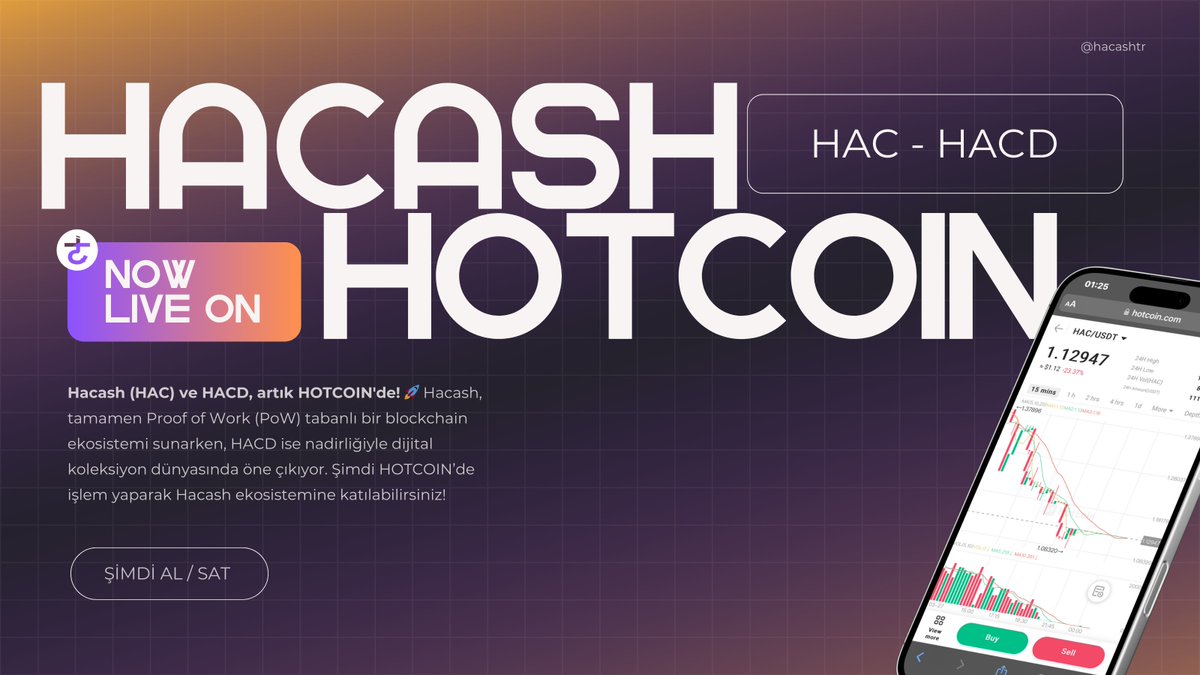 Hacash (HAC) ve Hacash Diamond (HACD), HOTCOIN Borsasında Listelendi!

HOTCOIN (<a href="/HotcoinGlobal/">Hotcoin</a>) borsası, merkeziyetsiz ve yenilikçi bir blockchain ekosistemi olan Hacash'in iki önemli varlığı HAC ve HACD'yi platformunda listelediğini duyurdu.

#Hacash (HAC), Bitcoin'in vizyonunu