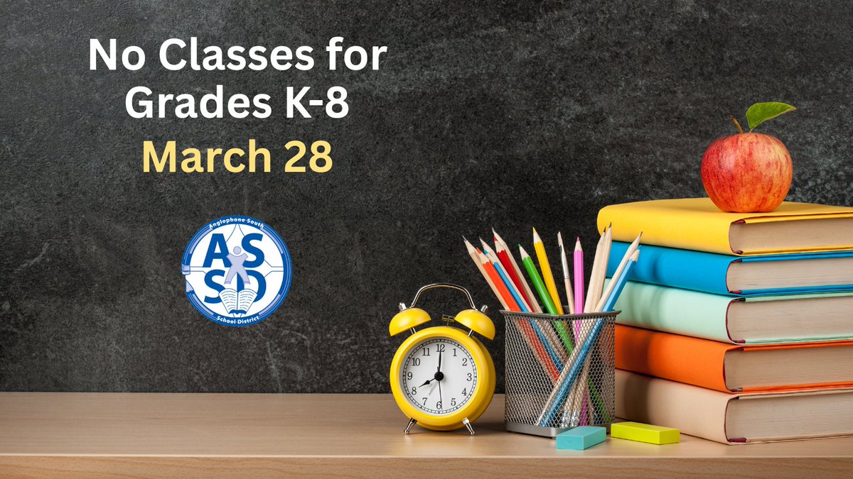 Reminder that there are no classes for Grades K-8 students tomorrow, Friday, March 28. Staff will be engaged in Report Card Preparation. Have a safe and restful long weekend!

High Schoolers: We'll see you tomorrow!😁