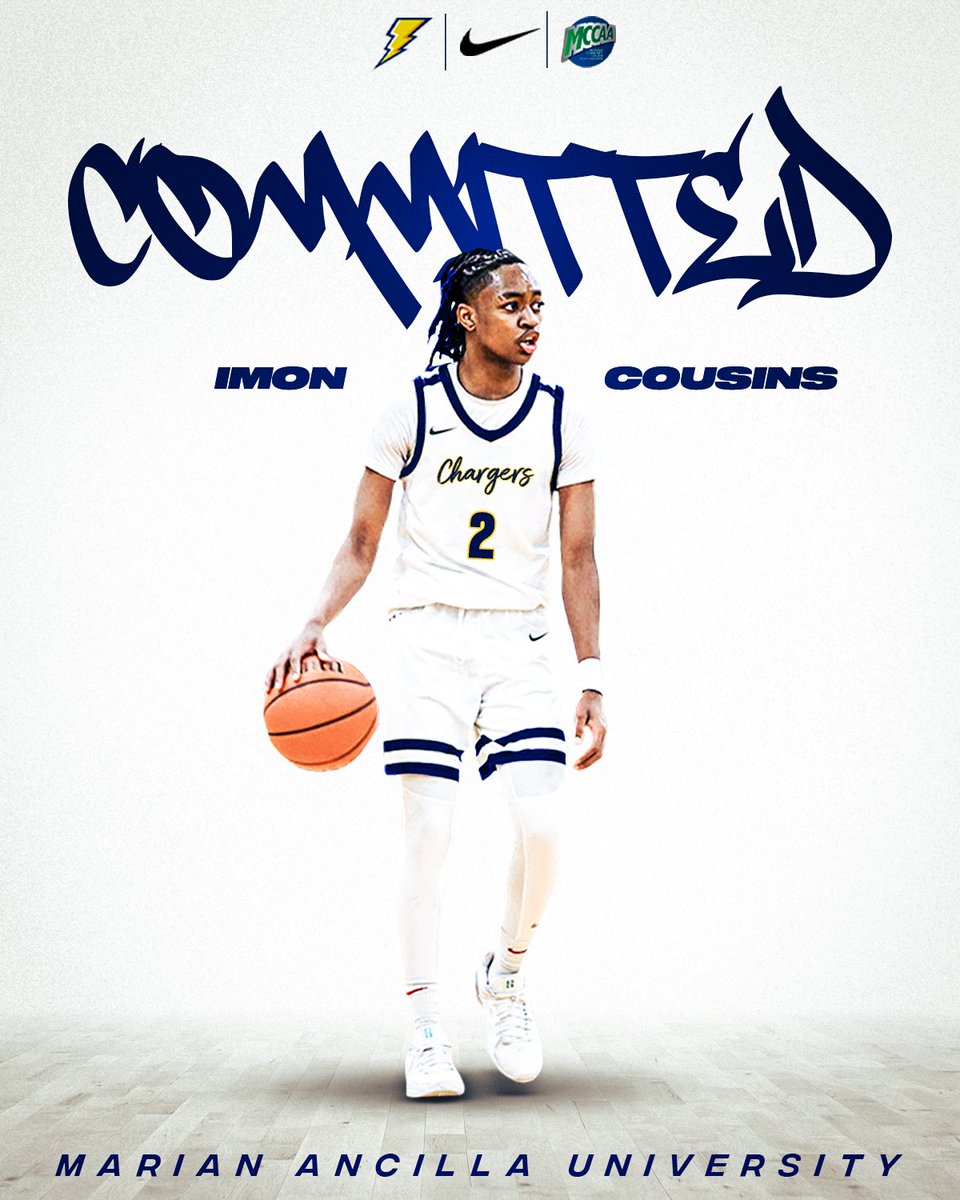 Imon Cousins ❤️🔥 (@imoncousins) on Twitter photo #AGTG I’m proud to announce my commitment to continue my academic and basketball journey at Marian University Ancilla! Huge thanks to my family, coaches, and teammates for their support along the way. <a href="/CHawk11/">Chris Hawkins</a> <a href="/CattucksB/">Crispus Attucks Boys Basketball</a> <a href="/MUAC_Basketball/">Marian University’s Ancilla College Basketball</a>
#Committed #GoChargers #MarianAncilla #AGTG I’m proud to announce my commitment to continue my academic and basketball journey at Marian University Ancilla! Huge thanks to my family, coaches, and teammates for their support along the way. <a href="/CHawk11/">Chris Hawkins</a> <a href="/CattucksB/">Crispus Attucks Boys Basketball</a> <a href="/MUAC_Basketball/">Marian University’s Ancilla College Basketball</a>
#Committed #GoChargers #MarianAncilla