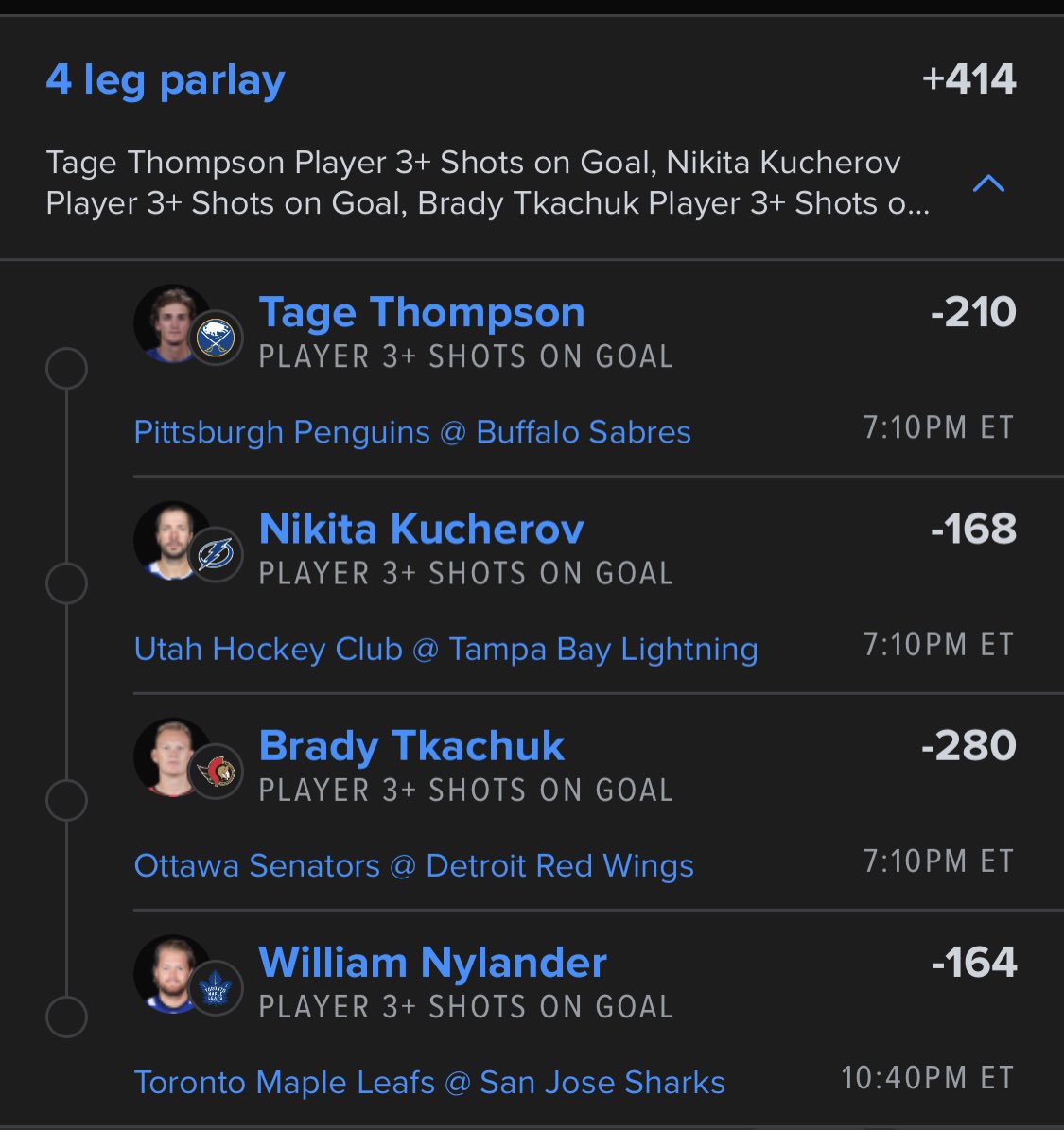 Aidooonic's tweet photo. 3/27 #NHL Plays 

🏒 4 Leg Parlay 🏒

+414 Odds https://t.co/bOb0OBr1Tv