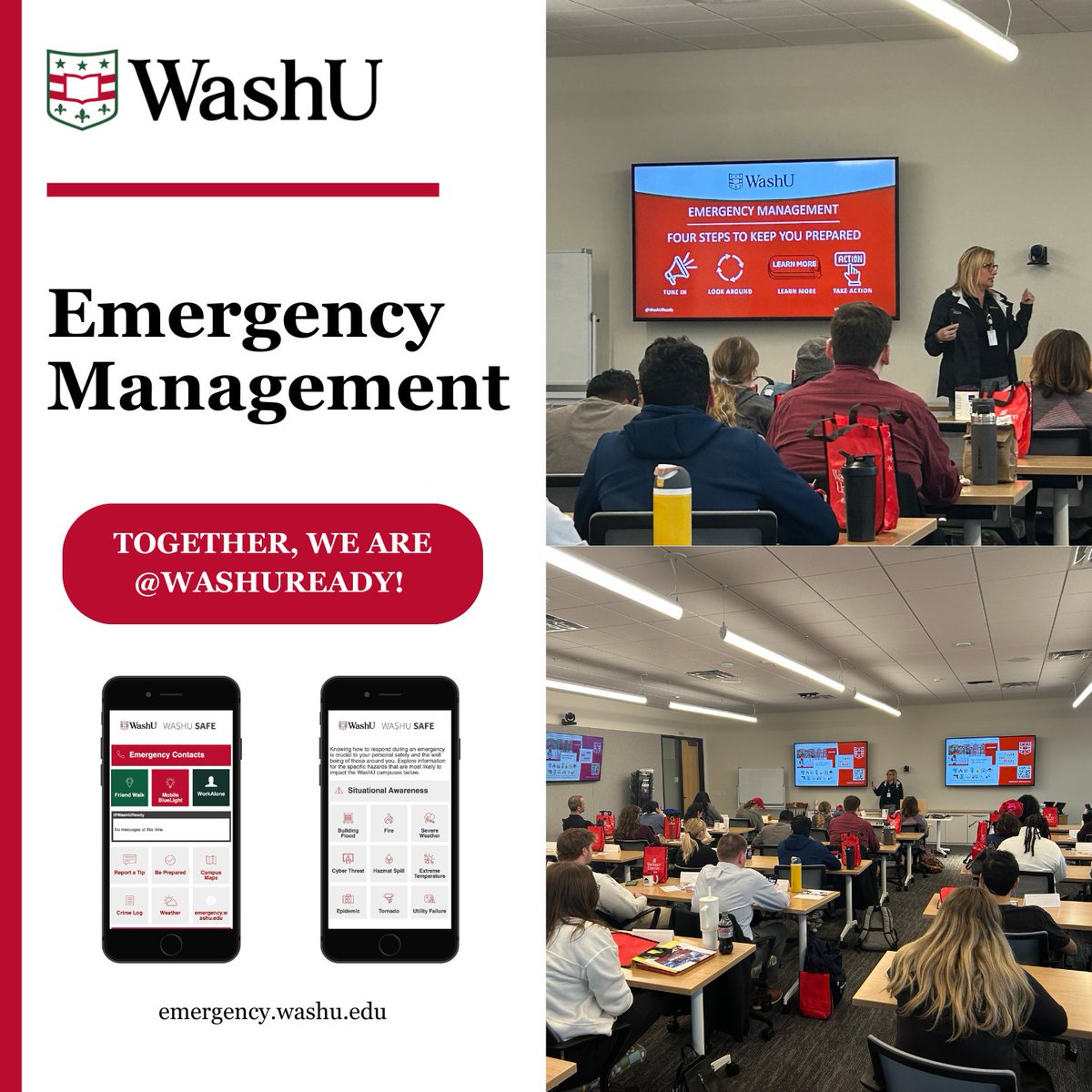 Downloading the WashUSafe app—Your safety matters—don't wait until an emergency to be prepared.

👉 Learn more: emergency.wustl.edu/washu-alert-sy…

Together, we are #WashUReady! 

#WashU #AllofCampus #EmergencyPreparedness #DownloadNow #AskMike