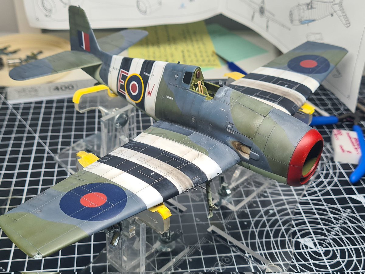 Point50PB's tweet photo. Last in progress update. I'll be finishing this in the next couple of days, finally. Really happy with the weathering and particularly the exhaust stains. I hope that I've done the war weary Hellcats of the FAA justice #jffcat https://t.co/jVP83jOoCY