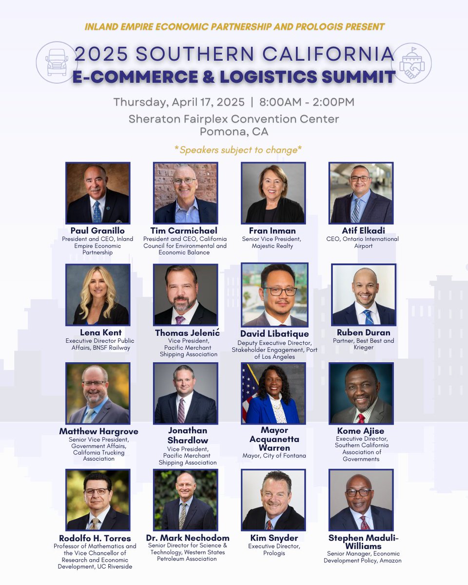 🌟Announcing the 2025 E-Commerce &amp; Logistics Summit Speakers &amp; Panelists!🌟

We’re thrilled to bring together a powerhouse lineup of experts and industry leaders to explore the future of logistics in the region.

🎟️Register today with Early Bird pricing: eventbrite.com/e/120379195714…