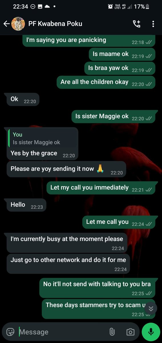 TheRealChutzpah's tweet photo. Scammers have been Scammed 

They got lucky and hacked a brother's WhatsApp

Find their numbers in the thread and give them a hi 

The fool showed his belly.
Read what transpired https://t.co/FJEqxgbzde