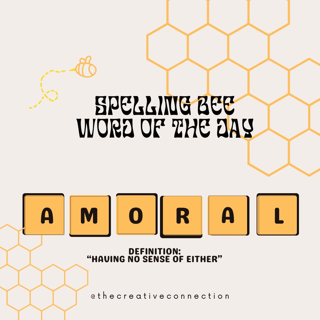 _creativeco's tweet photo. our word of the day was “amoral”.

definition:
“having no sense of either”

“Evil” Sister word would be “immoral” which means “ not moral and connotes evil or licentious behavior”.

thank you for playing and congrats if you got it right. https://t.co/ZRbo7JsgIk