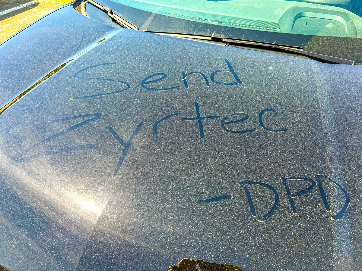 DuluthGaPolice's tweet photo. We usually leave notes on cars… but this time, the car left one for us. 🤧 #PollenPocalypse #SendZyrtec https://t.co/9AF8HaovJG