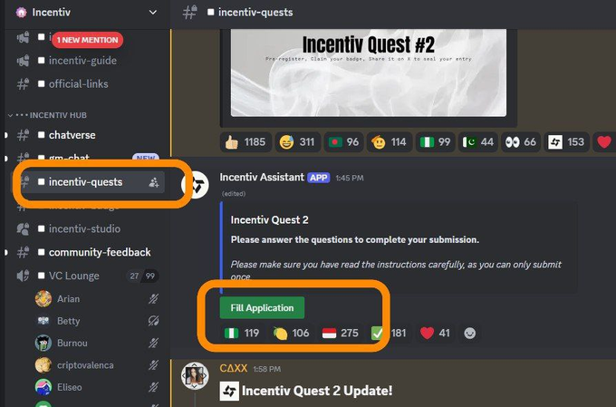 kevin_lopez2016's tweet photo. Go discord : https://t.co/DqiqWpwB24 &amp; #incentiv-quests section < Click on "Fill Application" < Submit Tweet Link &amp; Email https://t.co/0Qiz5LmwLT