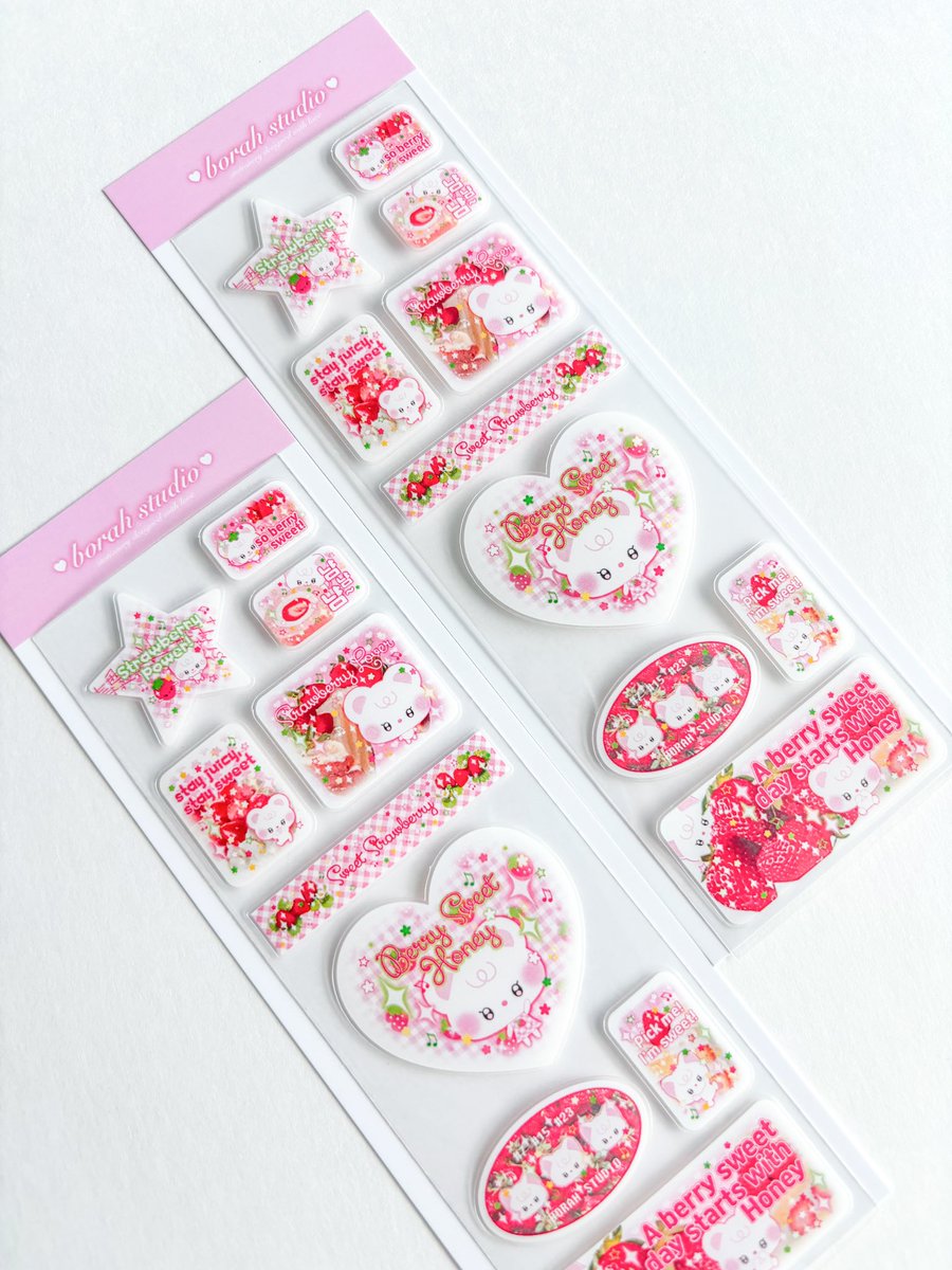 borahstudio's tweet photo. Berry cute, berry fun, and berry much a must-have!🍓✨ Honey’s Strawberry Patch, ready to add some sweetness to your day!
Dropping on @itsdecoday on March 30 @ 5PM PST
#stickershop #decosticker #ArtistOnTwitter https://t.co/t7JaRzT1w8