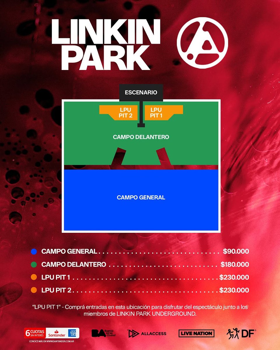 LinkinParkArg's tweet photo. ¡LINKIN PARK VUELVE A BUENOS AIRES 🔥
📍 Lugar: Parque de la Ciudad, Buenos Aires, Argentina 🇦🇷
🗓️ Fecha: 31 de Octubre de 2025
🎟️ Entradas a la venta por: All Access 💻
🗓️ Preventa Santander AMEX: 1 de abril, 10am
🌍 Venta general: 3 de abril, 10:00 hs

 GRACIAS @dfallaccess ! https://t.co/O1usU5h1jL