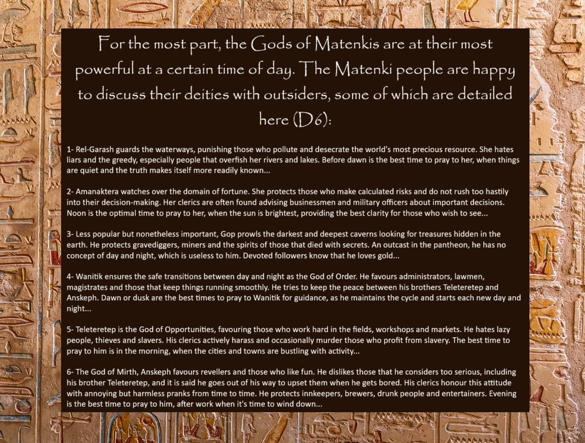 Gods of Day and Night. #rpg #dungeonsanddragons #antiquity #ttrpg #d20 #nerd #gods #fun #adventure #egypt #rpgtabletop
patreon.com/GrapplingHooks