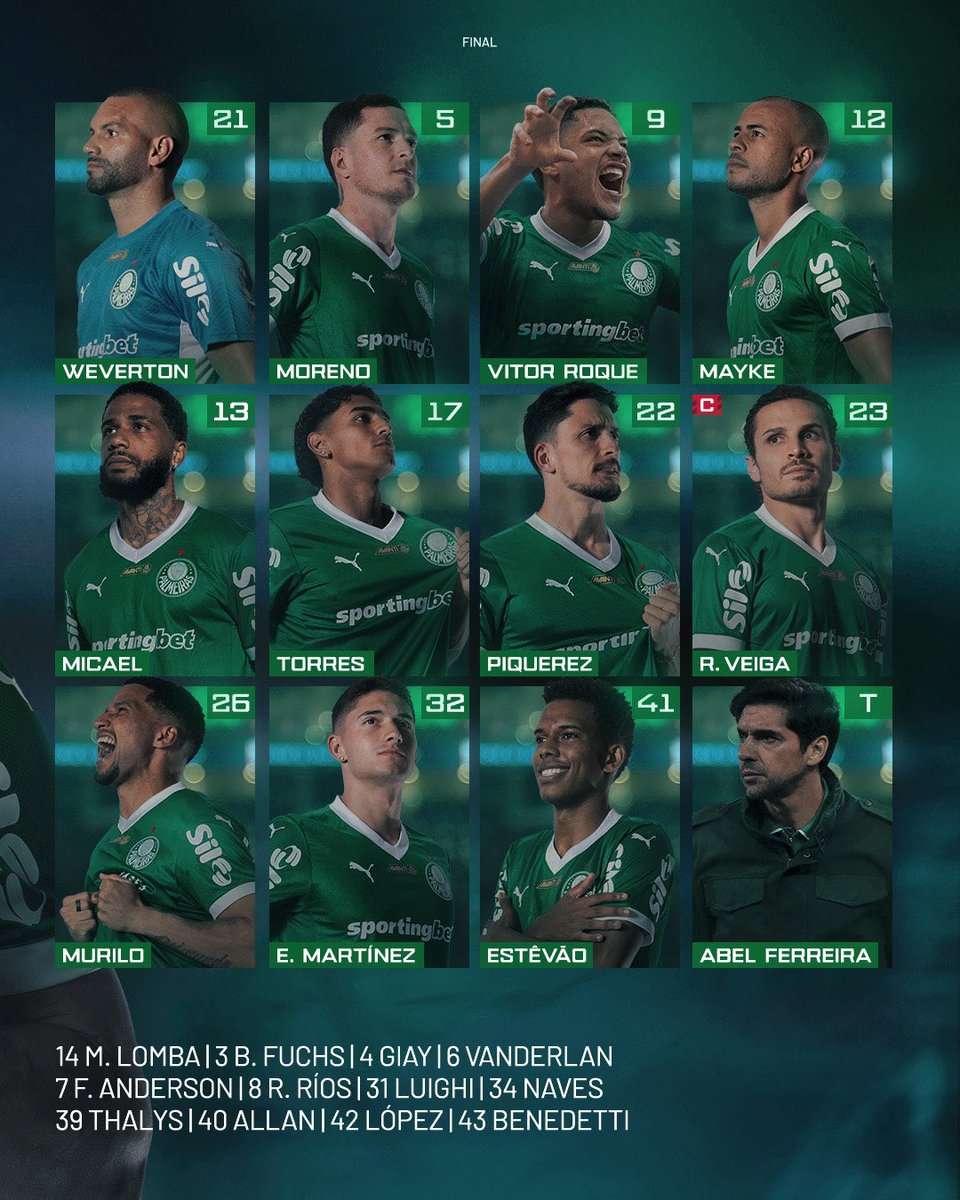 O PALMEIRAS está escalado para a decisão.

VAMOS PRA CIMA PORCO!