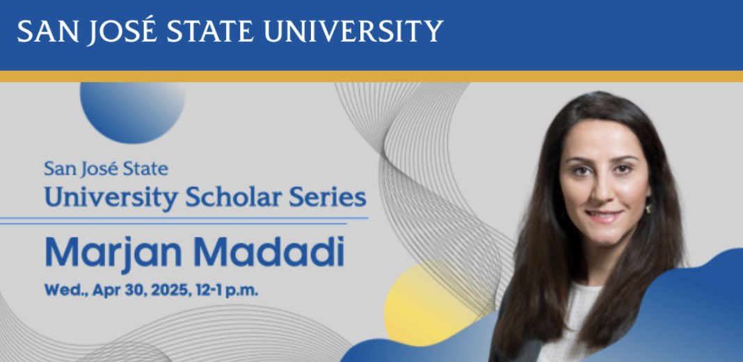Join us Wednesday, April 30 from 12-1pm for our University Scholar Series with speaker Dr. Marjan Madadi