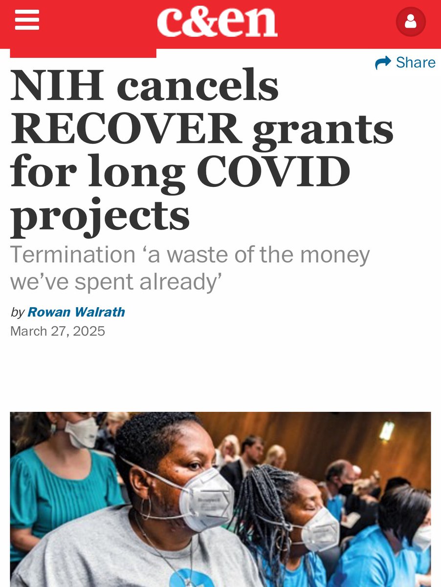 As scientific research gets slashed in America, the NIH abruptly terminated funding for 45 studies designed to learn how to better treat long COVID. 

All grants for pathobiology studies that RECOVER funded in 2022-‘23 were canceled. Per researcher Fitzgerald, the studies were
