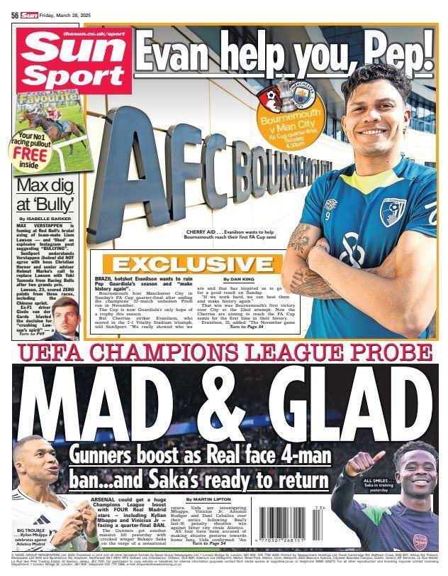 cfbcity_'s tweet photo. Friday 28th March 2025
UK national newspaper back pages #Sport #BackPages #tomorrowspaperstoday https://t.co/MxdbukNPcT