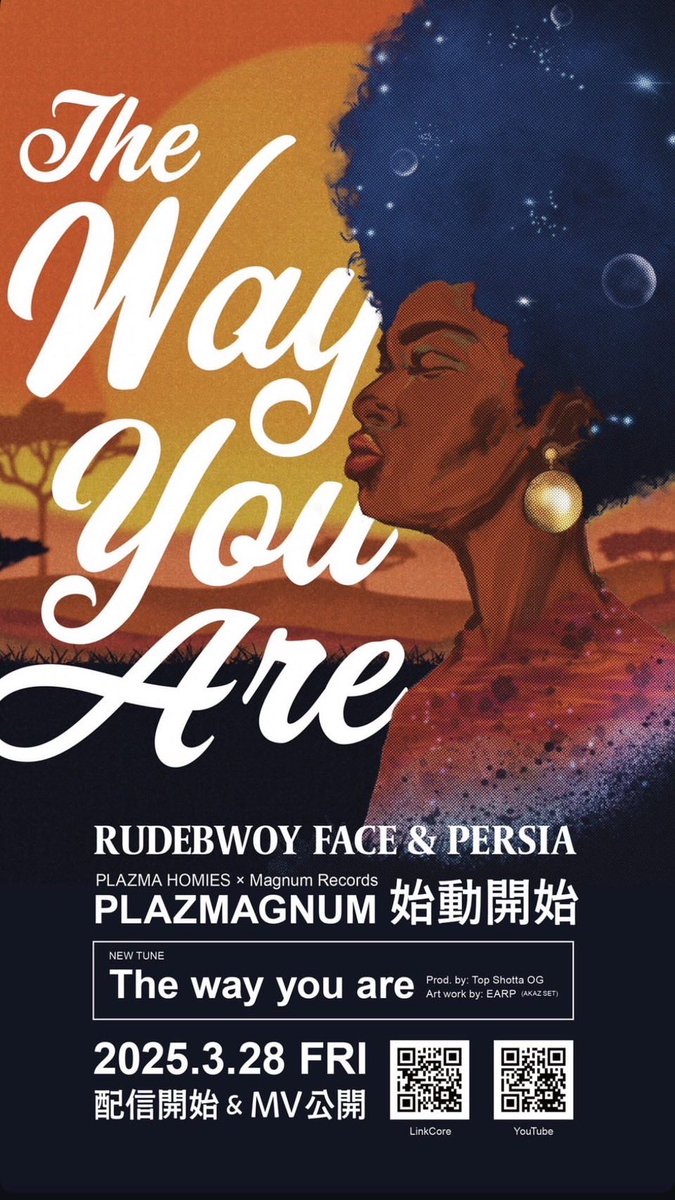 rudebwoyface's tweet image. おはよう地球🌏A
新曲配信したから絶対聴いてね！

今夜MVも公開するから楽しみにしてて！

RUDEBWOY FACE &amp;amp; PERSIA - The way you are (Prod. by Top Shotta OG)

Cover art - EARP

linkco.re/qGaCUM7a