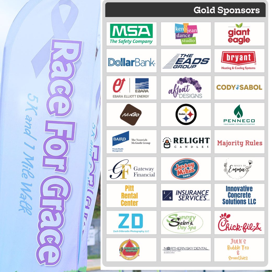 Introducing the 27 Gold Sponsors of the 17th Annual #RaceForGrace! Proud to recognize these exceptional partners. These businesses give generously &amp; demonstrate #lovehopegrace by their actions. Support them when you can! Register to race on 4/5! 
reflectionsofgrace.org/index.php/even…